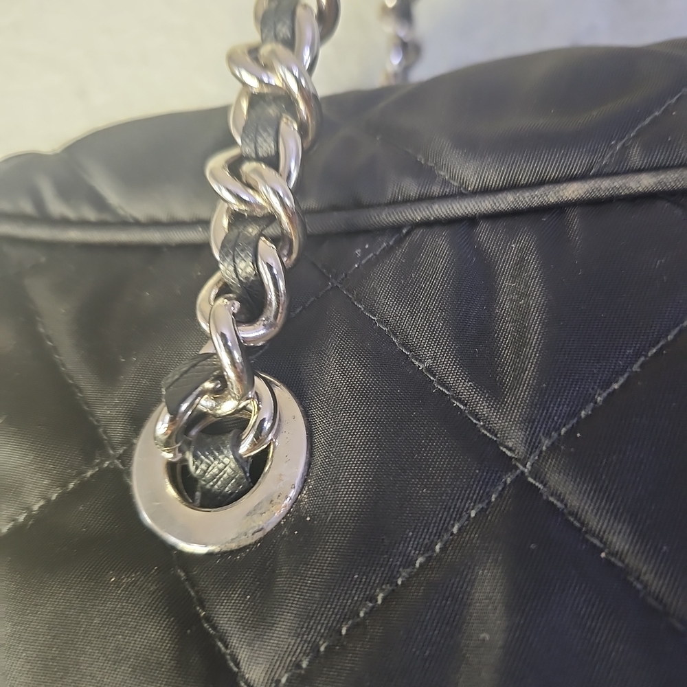 Prada Black Tussu Quilted Nylon Bag + Lock & Key W/Poshmark Authentication - Picture 9 of 15